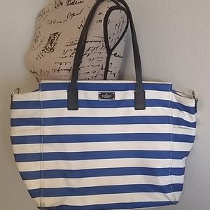 Kate Spade Large Baby Blue tote bag Stripes 20x12